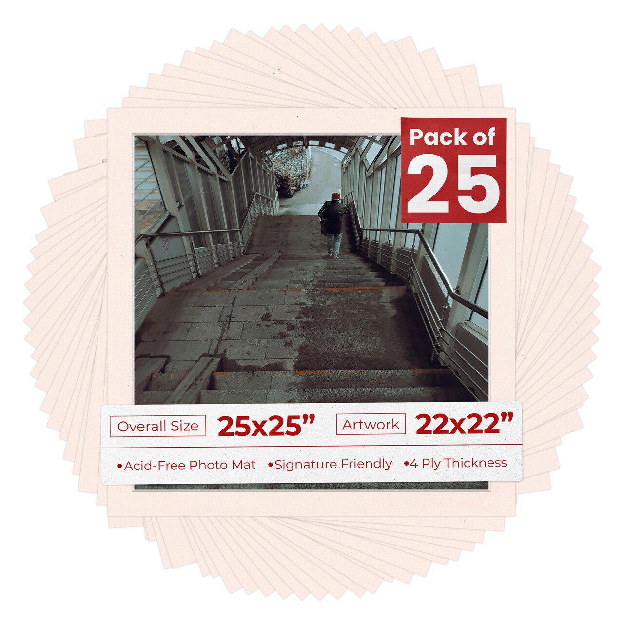 Oyster Bay Beige Mat Board for 25x25 Frames - Fits 22x22 Photos